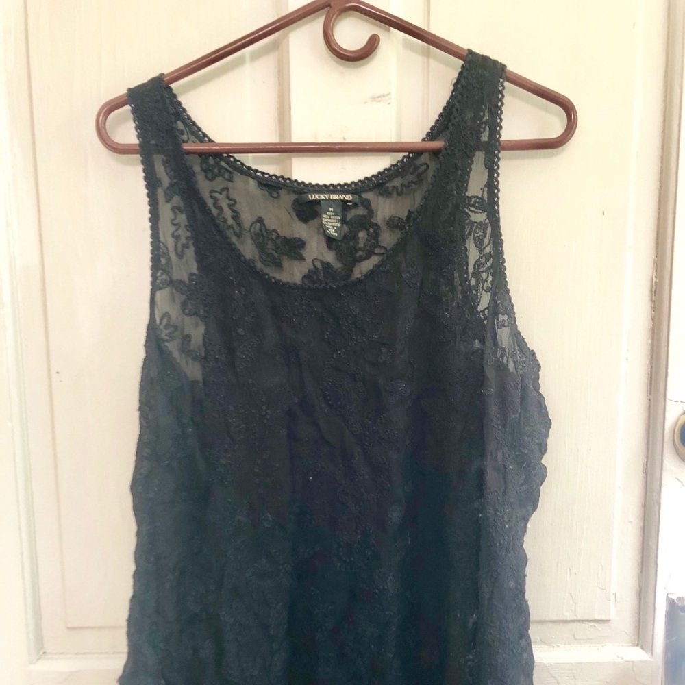 Lucky brand black lace tank top size medium